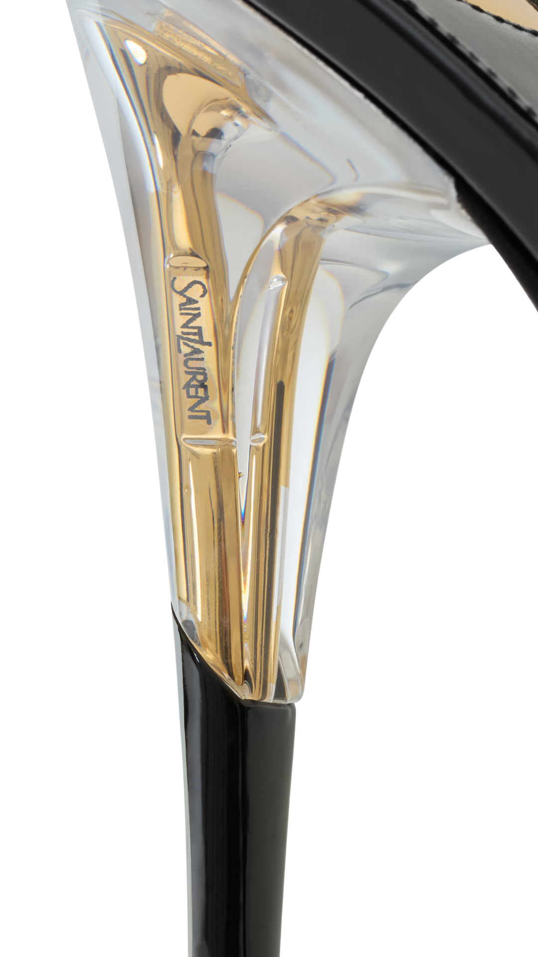 Romy Slingback Pumps in Ivory & Black TPU, Satin, and Patent Leather