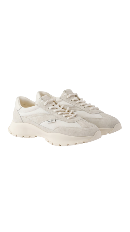 Mesh Fabric and Suede Sneakers in White