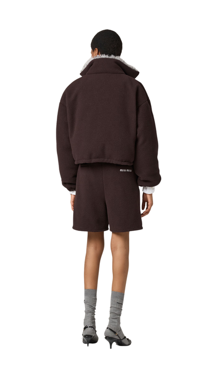 Fleece Down Jacket in Ebony