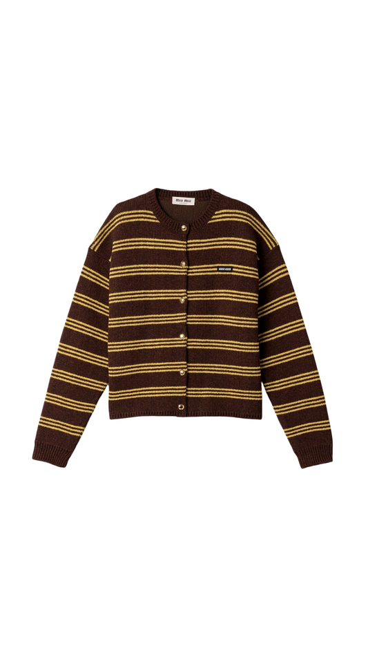 Wool and Cashmere Cardigan in Cocoa Brown