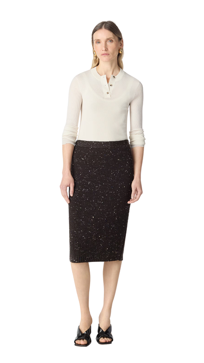 Wool English Rib Skirt in Fondant