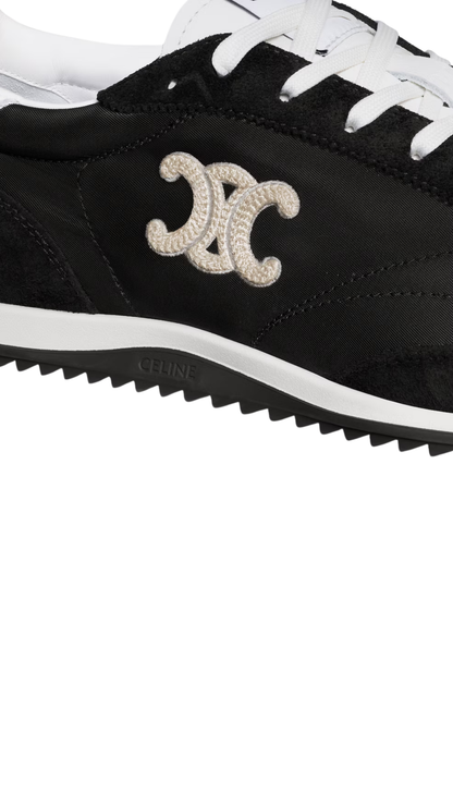Racer sneaker in Black Nylon, Suede Calfskin and Calfskin