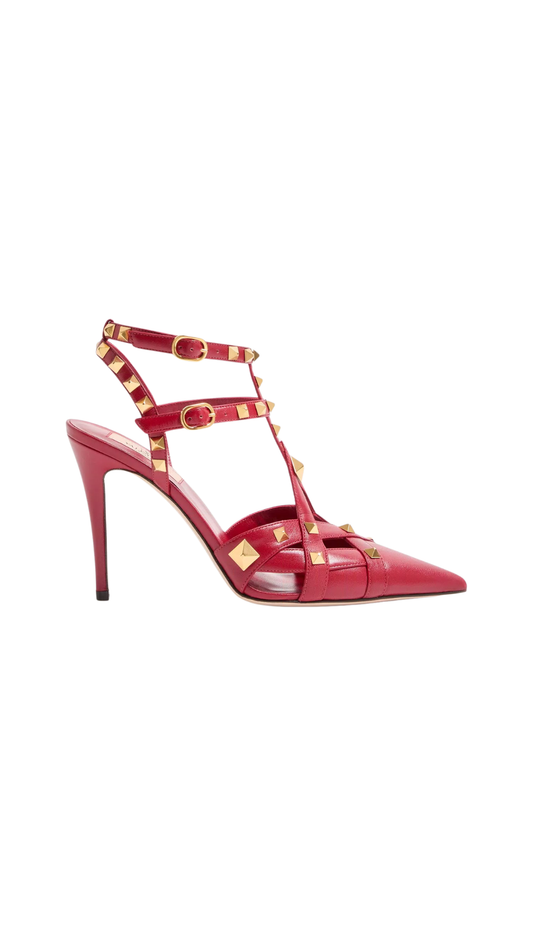 Studdy Kidskin Pumps in Red