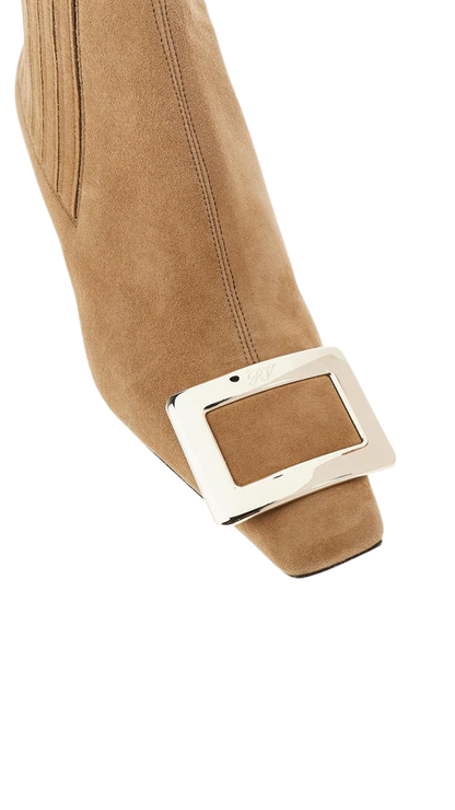 Belle Vivier Chelsea Booties in Beige suede