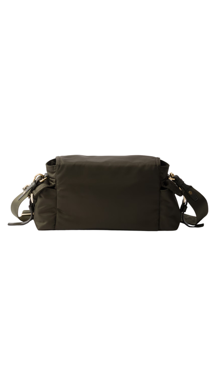 Explore Medium Re-Nylon Shoulder Bag with Flap in Forest
