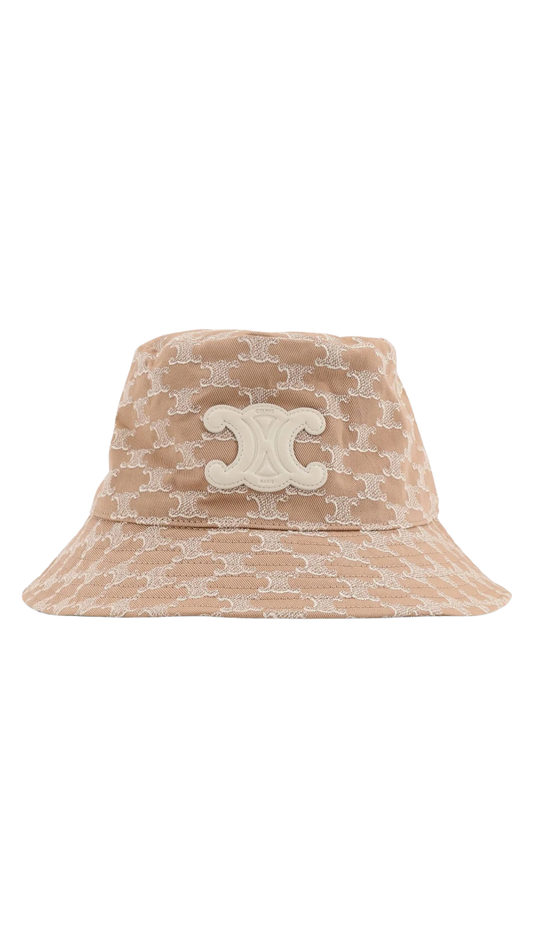 Cotton Hat with Triomphe Logo All Over in Beige