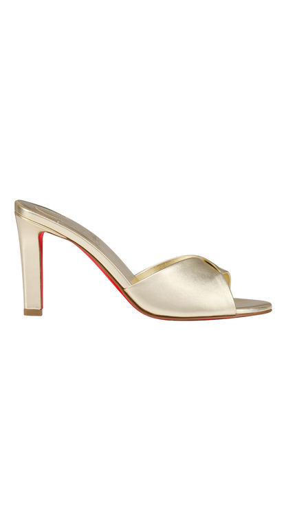 Fanny Slide 85 mm Mules - Laminated Lamb Nappa Leather - Platine