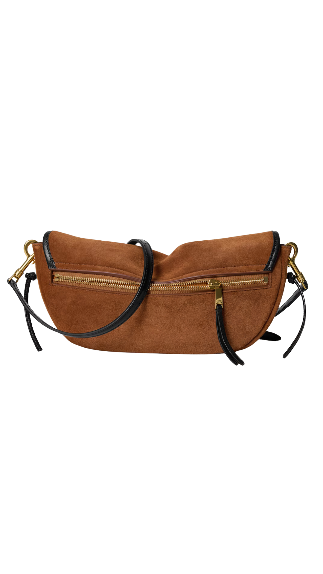 Soft Triomphe Little Halfmoon in Camel / Black Suede