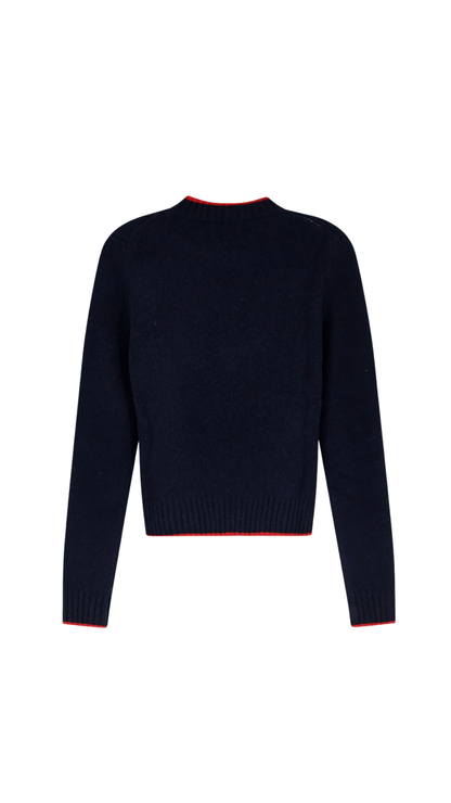 Wool Sweater in Navy/Red