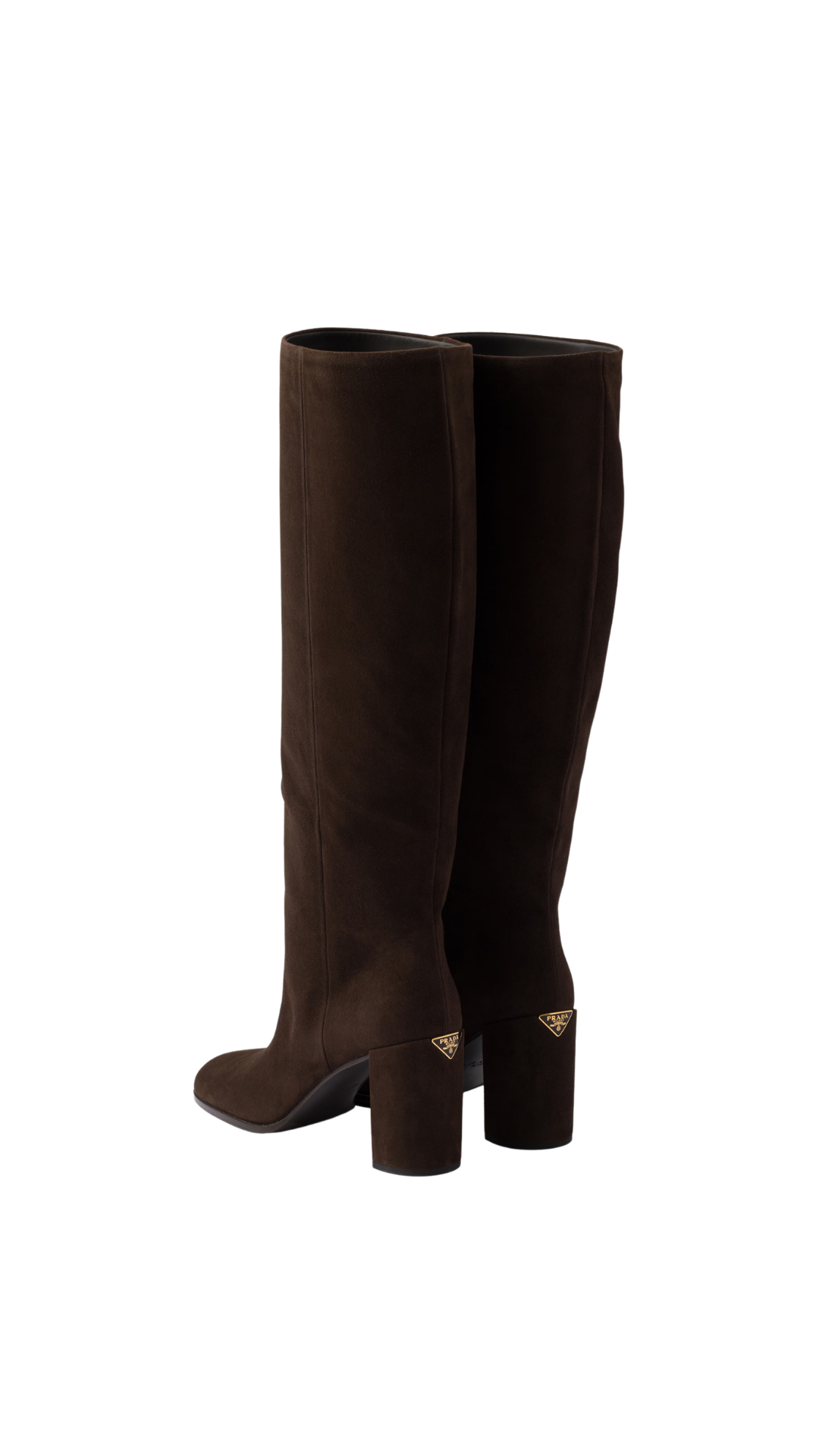 Heeled Suede Boots in Dark Brown