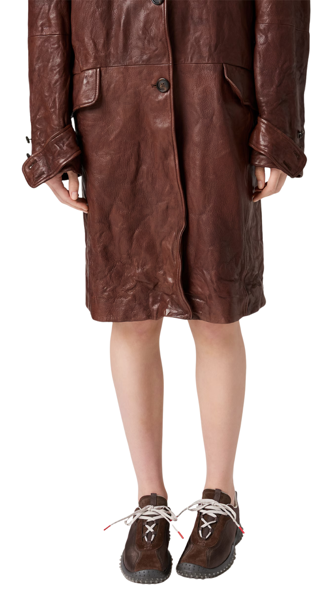 Bubble Technical Fabric and Suede Sneakers in Dark Brown