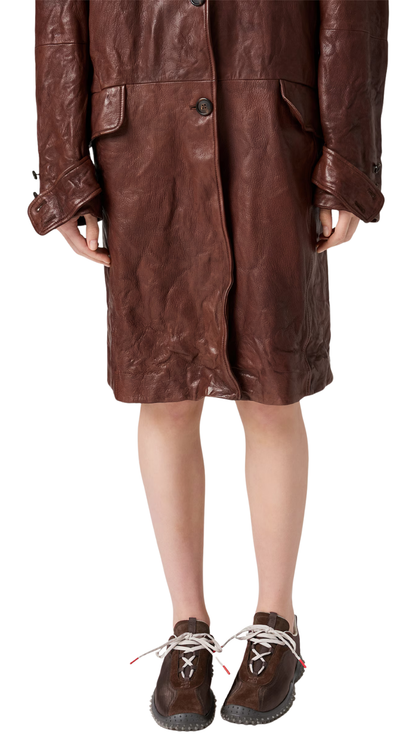 Bubble Technical Fabric and Suede Sneakers in Dark Brown