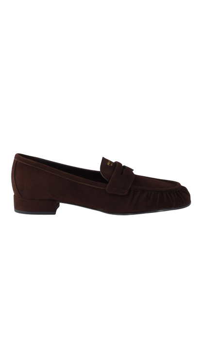 Suede Leather Loafers in Dark Brown