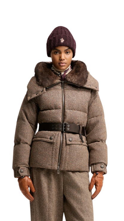 Gelise Shearling-Trimmed Belted Down Jacket