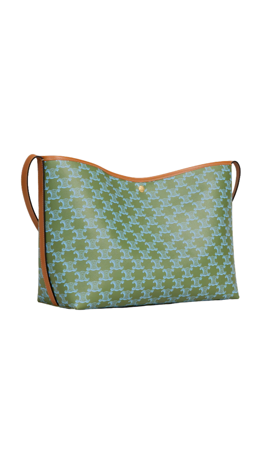 Soft Shopper Bag in Light Kaki / Sky Blue Triomphe Canvas and Calfskin