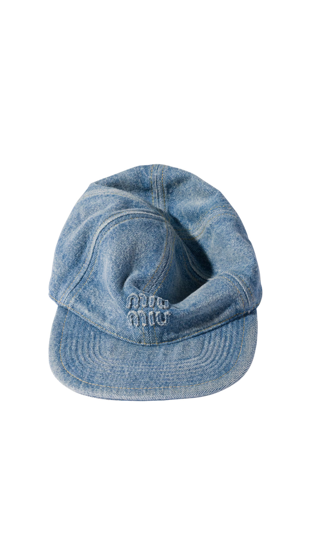 Washed Denim Baseball Cap in Sapphire Blue