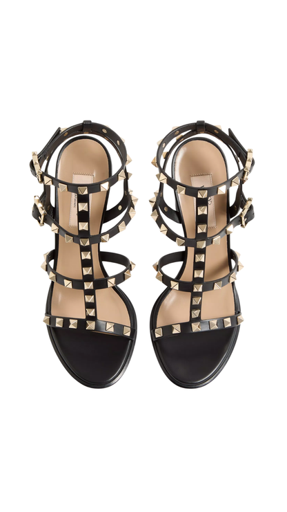 Rockstud Ankle Strap Sandal 90 Mm in Black
