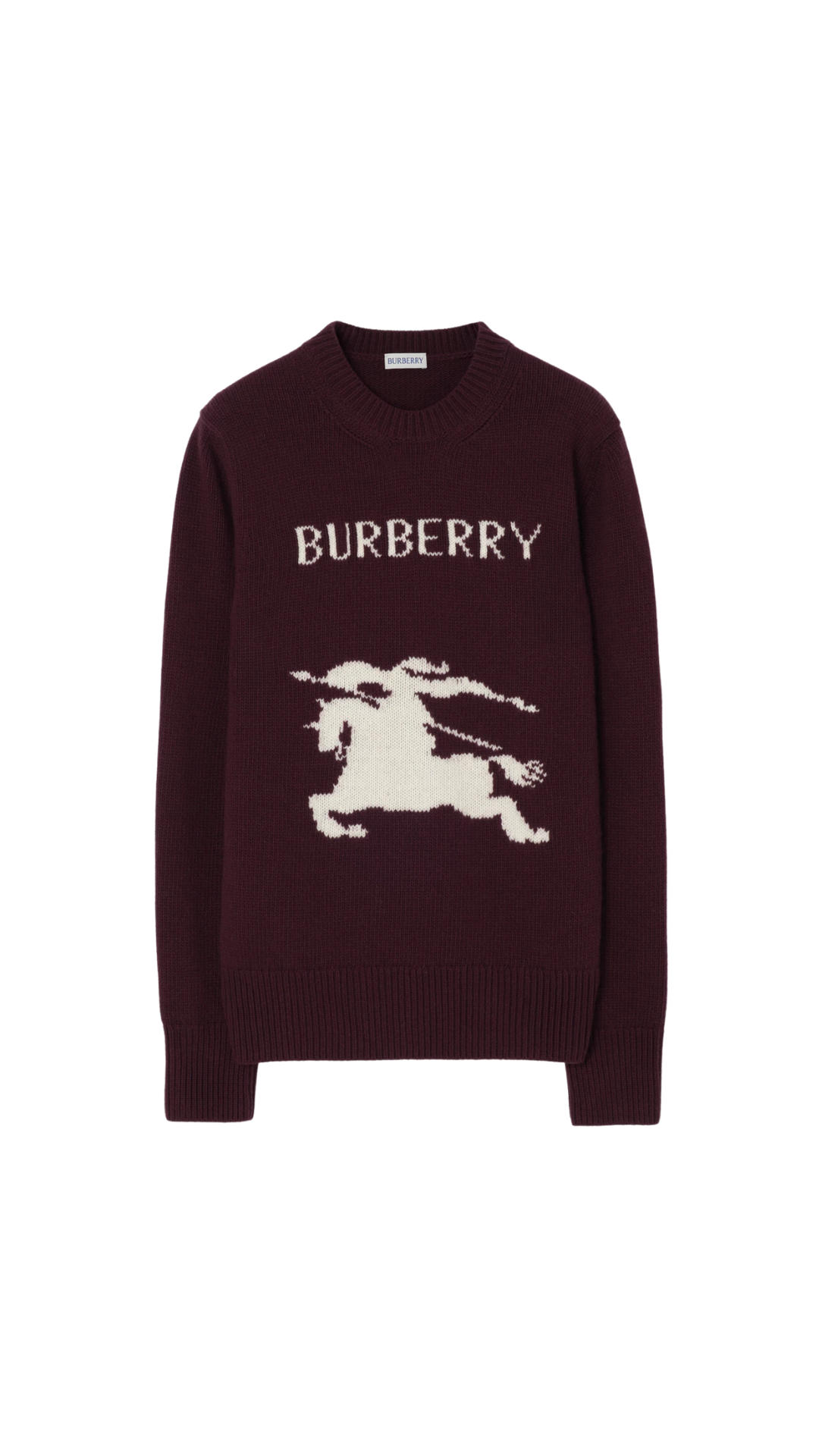 Knight Wool Cashmere Sweater in Plum Purple/White