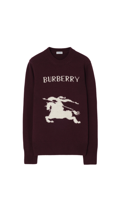 Knight Wool Cashmere Sweater in Plum Purple/White