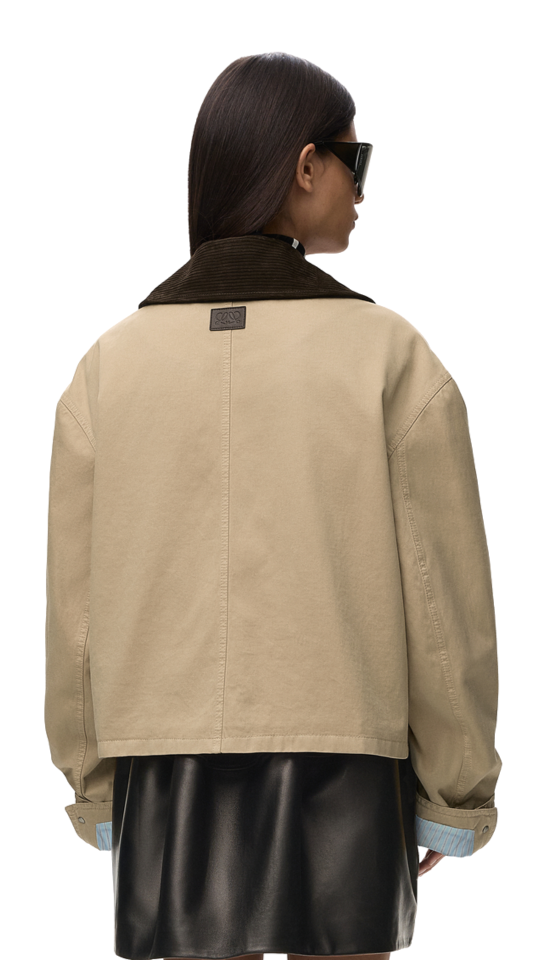 Short Parka in Beige Cotton