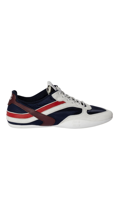 Gymnasium Technical Fabric and Suede Sneakers in Baltic Blue/Amaranth