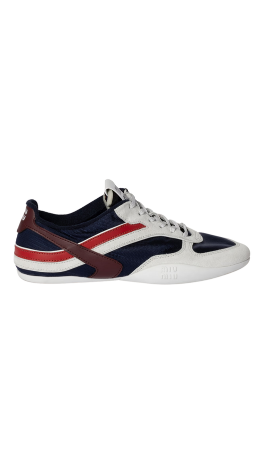 Gymnasium Technical Fabric and Suede Sneakers in Baltic Blue/Amaranth