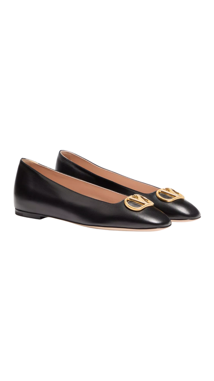 VLogo Signature Ballerina In Black Nappa