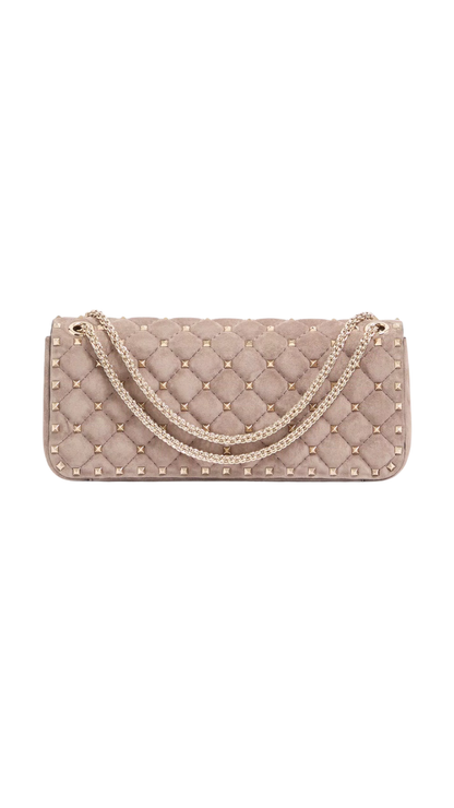 Valentino Garavani Rockstud Spike Suede Medium Shoulder Bag in Grey