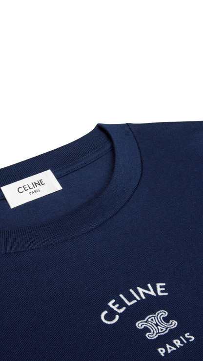 Loose T-Shirt in Navy Ink / White Cotton Jersey
