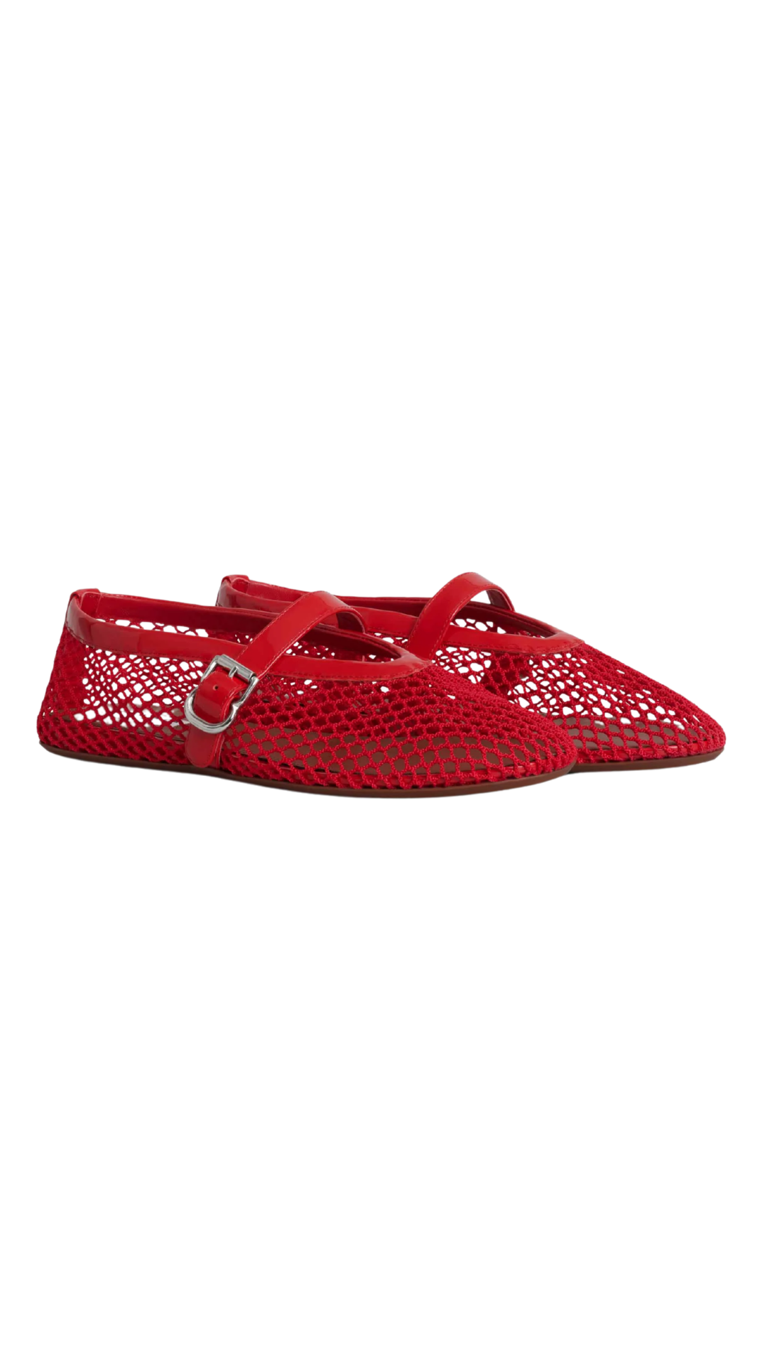 Ballet Flats in Red Fishnet