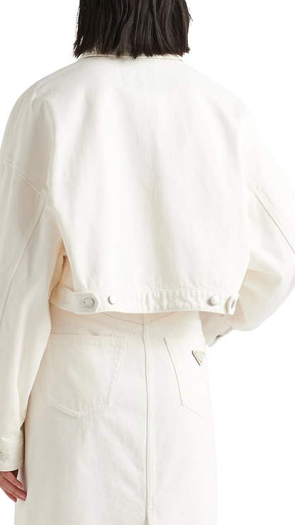 Denim Blouson Jacket in White