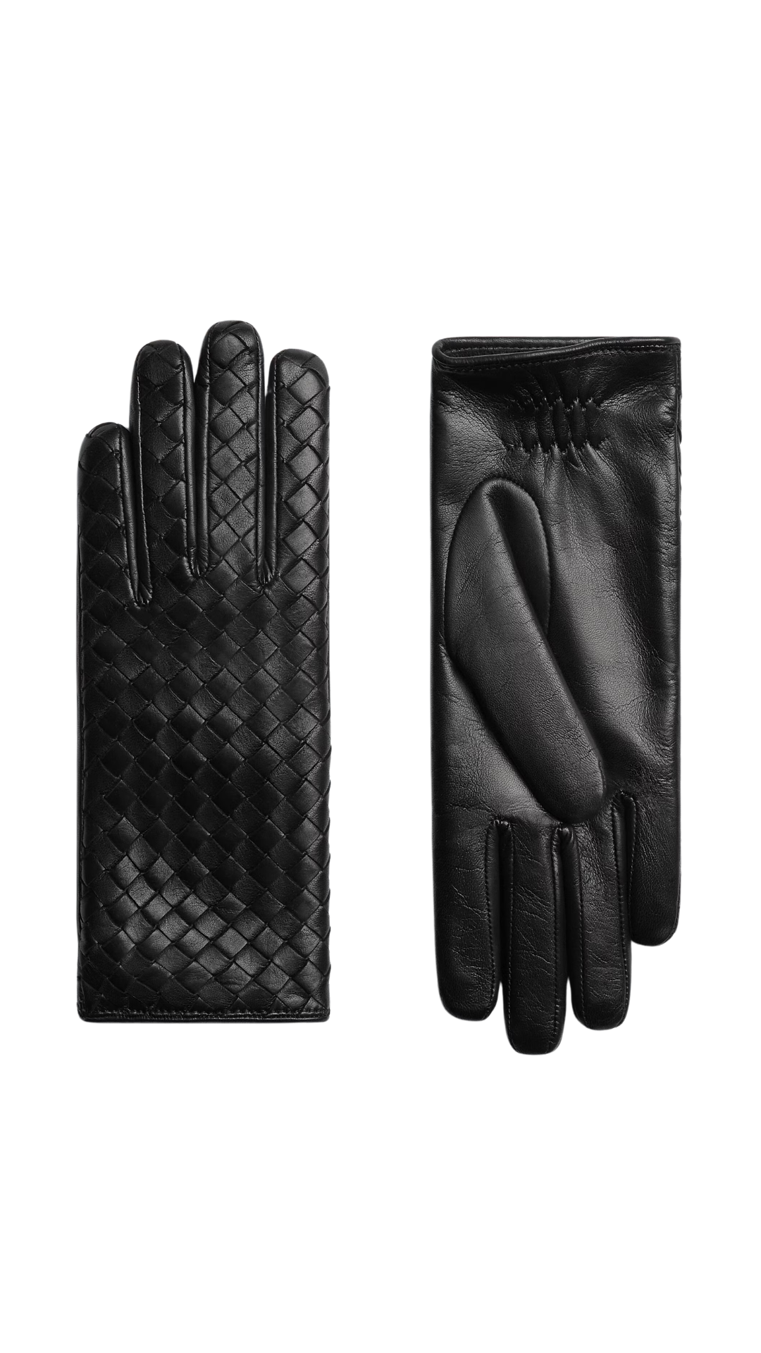 Intrecciato Leather Gloves in Black