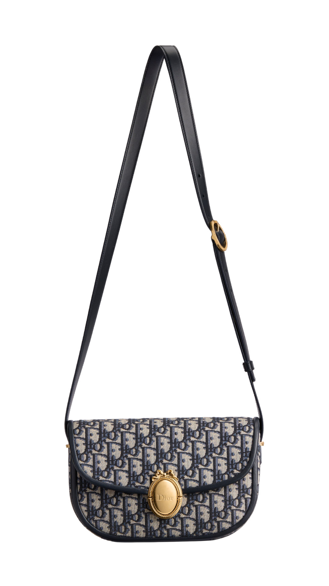 Medium Dior Médaillon Flap Bag in Blue Dior Oblique Jacquard