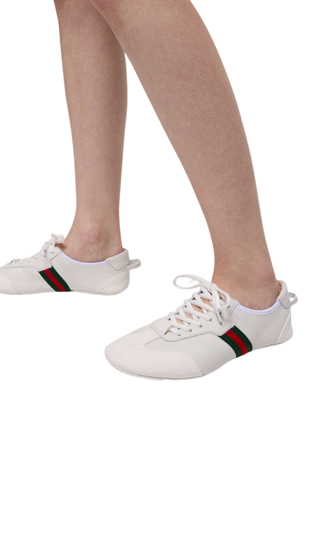 Flex Sneaker in White Suede and Leather