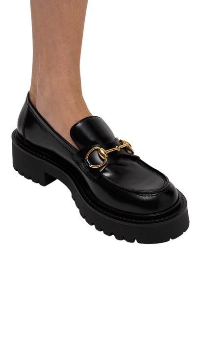 Loafer with Horsebit and Lug Sole in Black