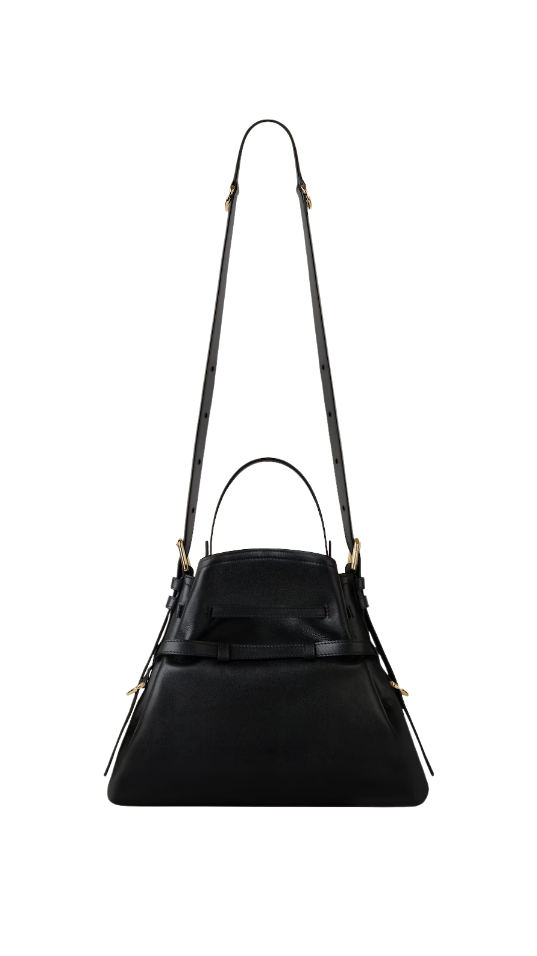Small Voyou Bucket Bag in Black Shiny Leather