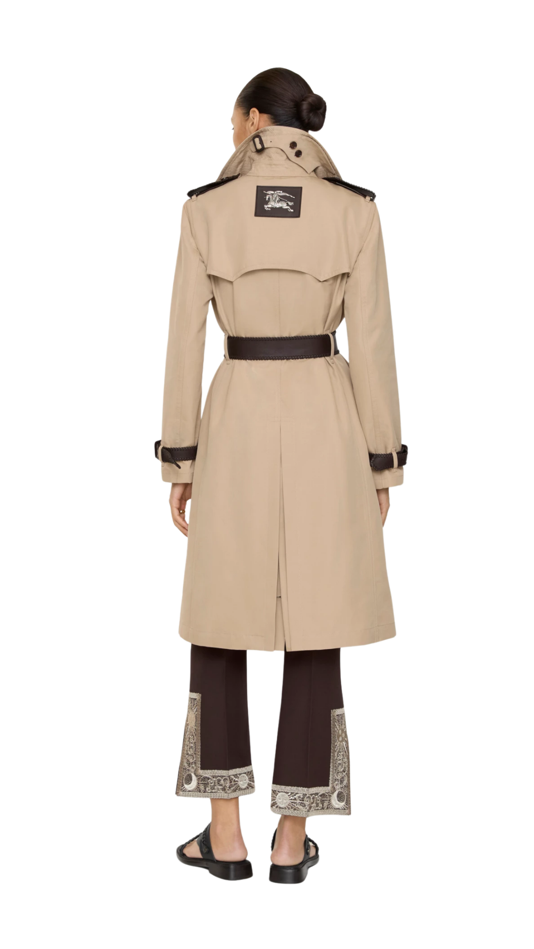 Long Silk Cotton Foxfield Trench Coat in Oatmeal Beige