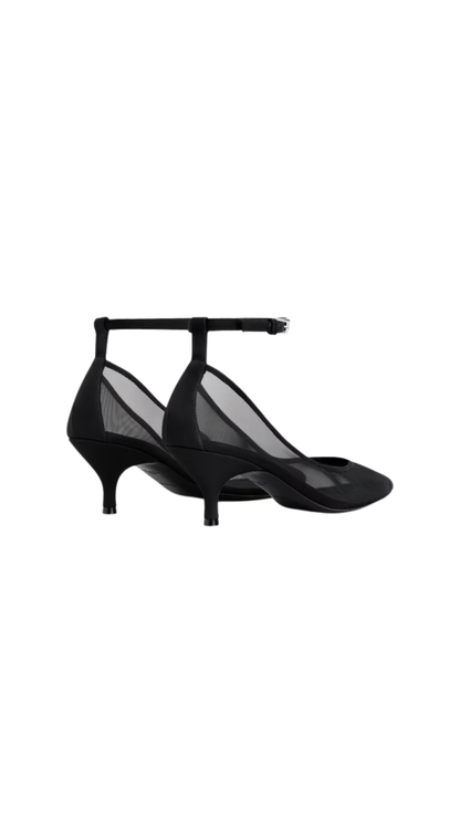Strappy Pumps in Black Mesh