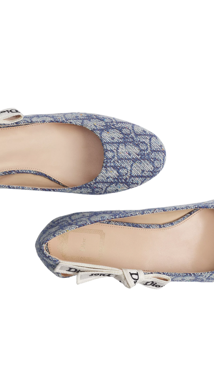 J'Adior Ballet Flat Blue Dior Oblique Tabru Jacquard Embroidered