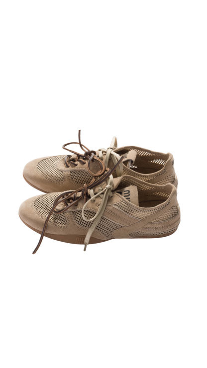 Gymnasium Mesh and Suede Sneakers in Desert Beige