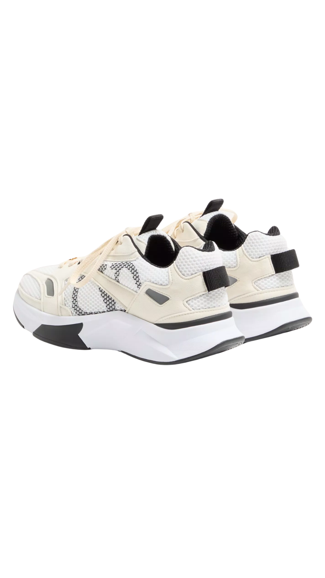 Demivee Trainer In Beige Mesh Fabric With Suede Inserts