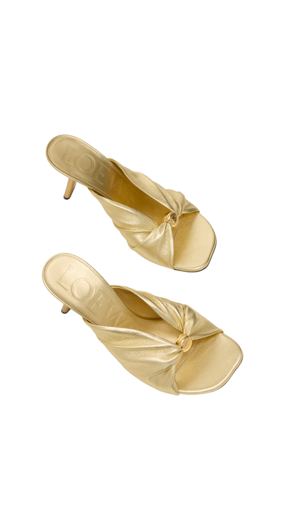 Pebble Soft Slide in Gold Laminated Lambskin