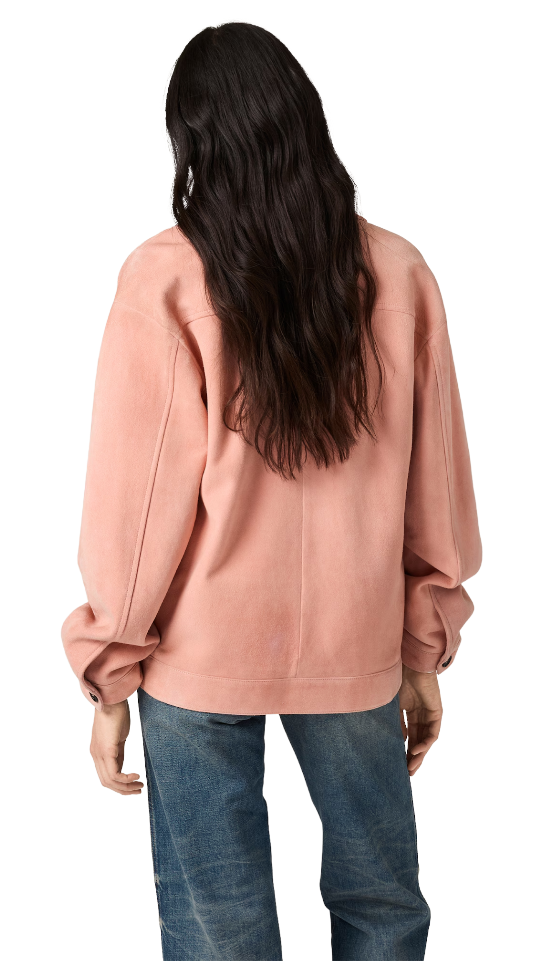 Waxed Suede Blouson Jacket in Orchid Pink