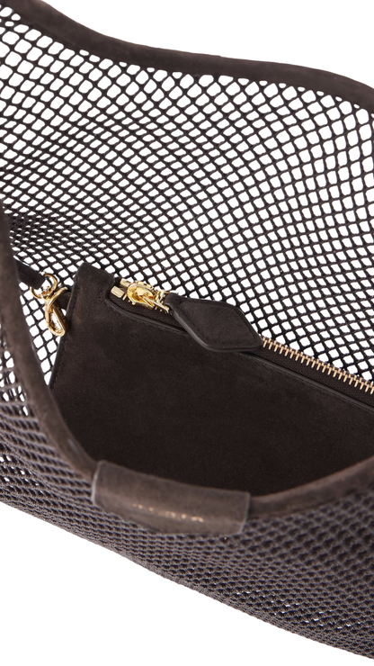 One Piece Hobo Bag in Dark Brown Fishnet