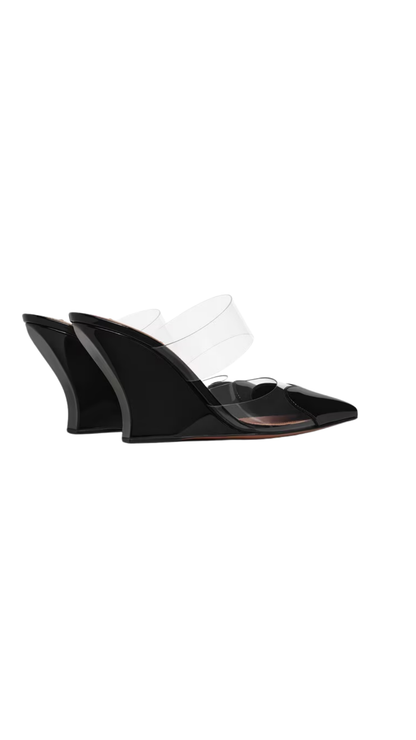 Le Cœur Wedge Mules in Black