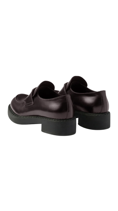 Chocolate Brushed Leather Loafers in Sienna