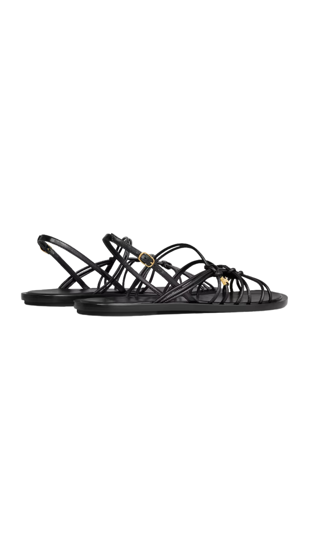 Knots Triomphe Flat Sandal in Black Goatskin
