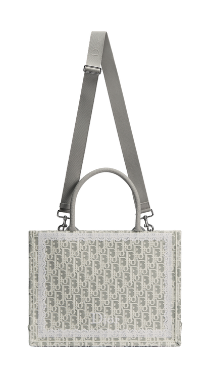 Medium Dior Book Tote with Strap in Latte and Gray