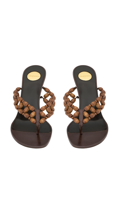 Zina Sandals in Paris Brown Wooden Beads