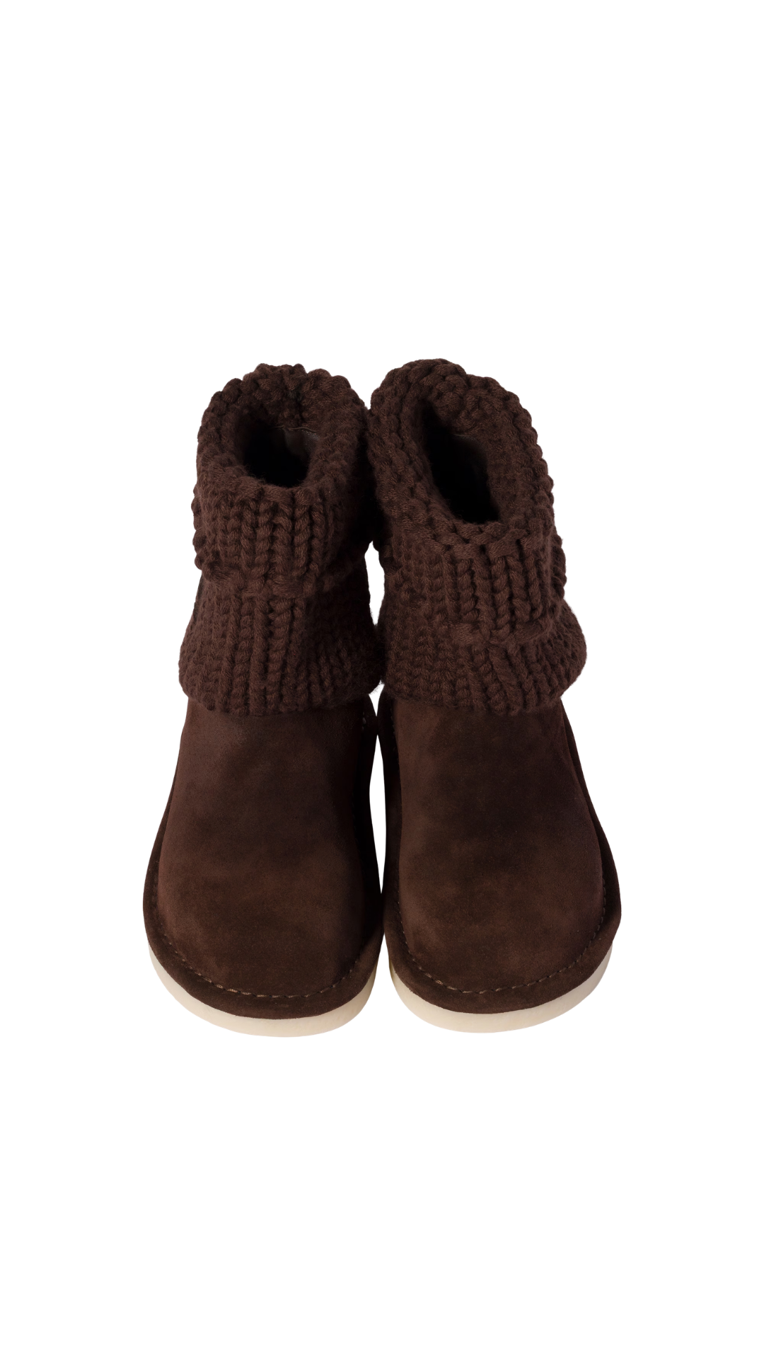 Suede and Knit Booties in Dark Brown